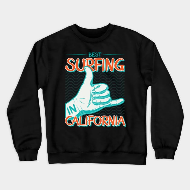 Niche Skull Island Mod Art  Califorina Surfing Crewneck Sweatshirt by LailaLittlerwm